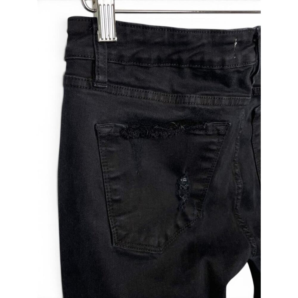 Black distressed Kancan midrise skinny jeans with double raw hem size 29 - Picture 7 of 9